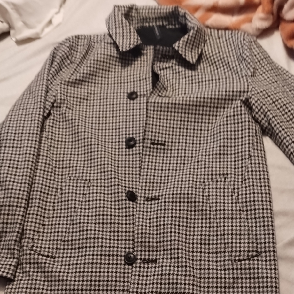 Express Black and White Houndstooth Coat